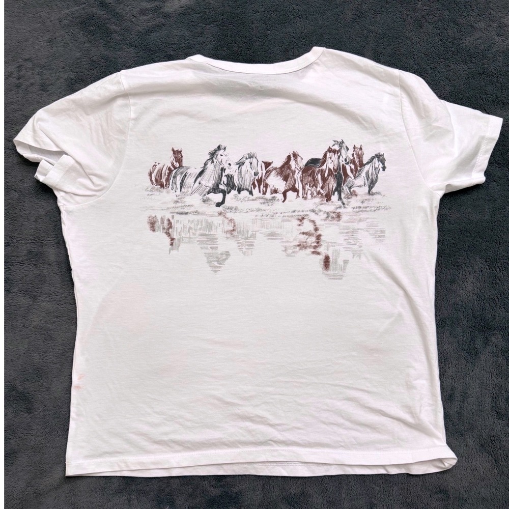 Abercrombie & Fitch Skimming Tee Women M White Horse Graphic Western - Picture 4 of 5